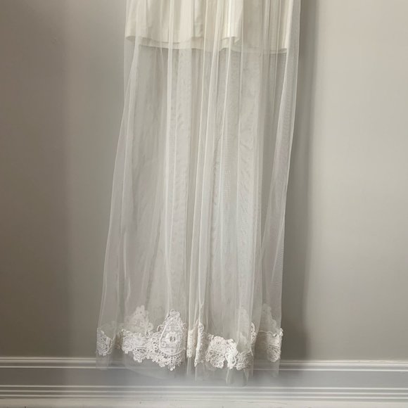 White Long Summer Dress with Lace and Net, Vero Moda, Size XS - Picture 7 of 8
